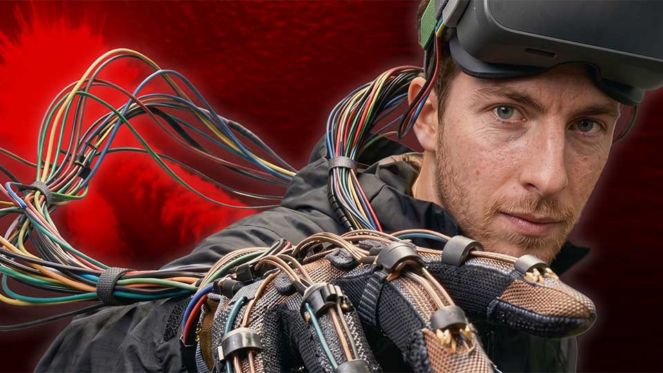 David Lovelace wearing teleport glove and visor